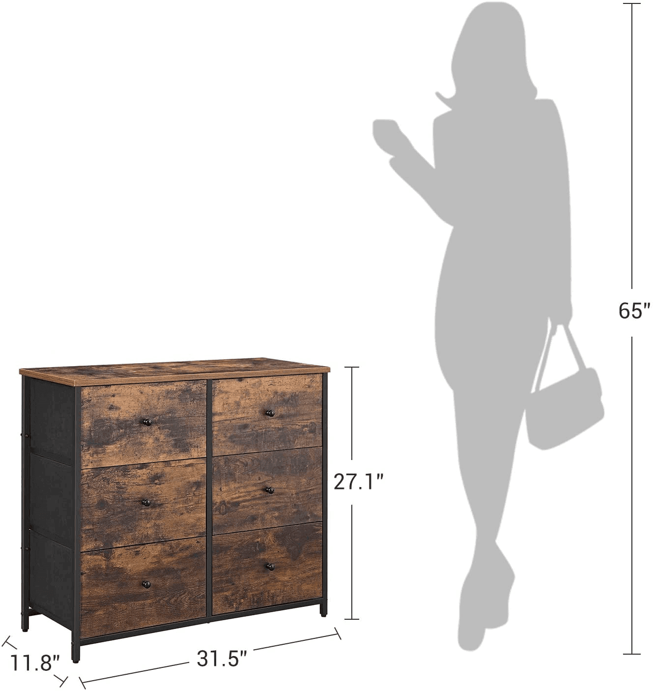 Rustic 6 Drawer Dresser FredCo