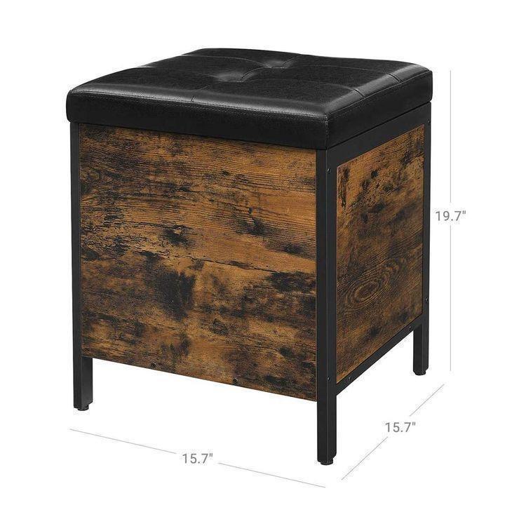 Rustic Brown Storage Ottoman FredCo