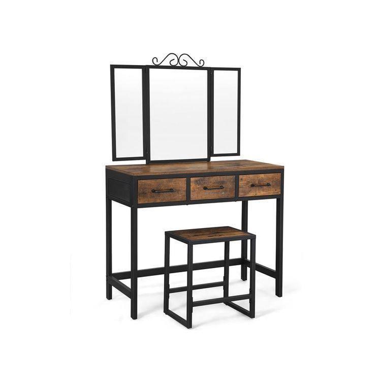 Rustic Brown Vanity Set FredCo