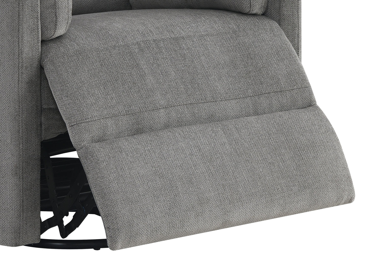 Sagen Charcoal Chenille Glider Recliner with Swivel FredCo