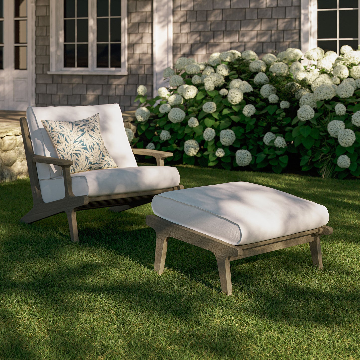 Saratoga Outdoor Patio Teak Wood Chair and Ottoman Set by Modway EEI-7268 FredCo