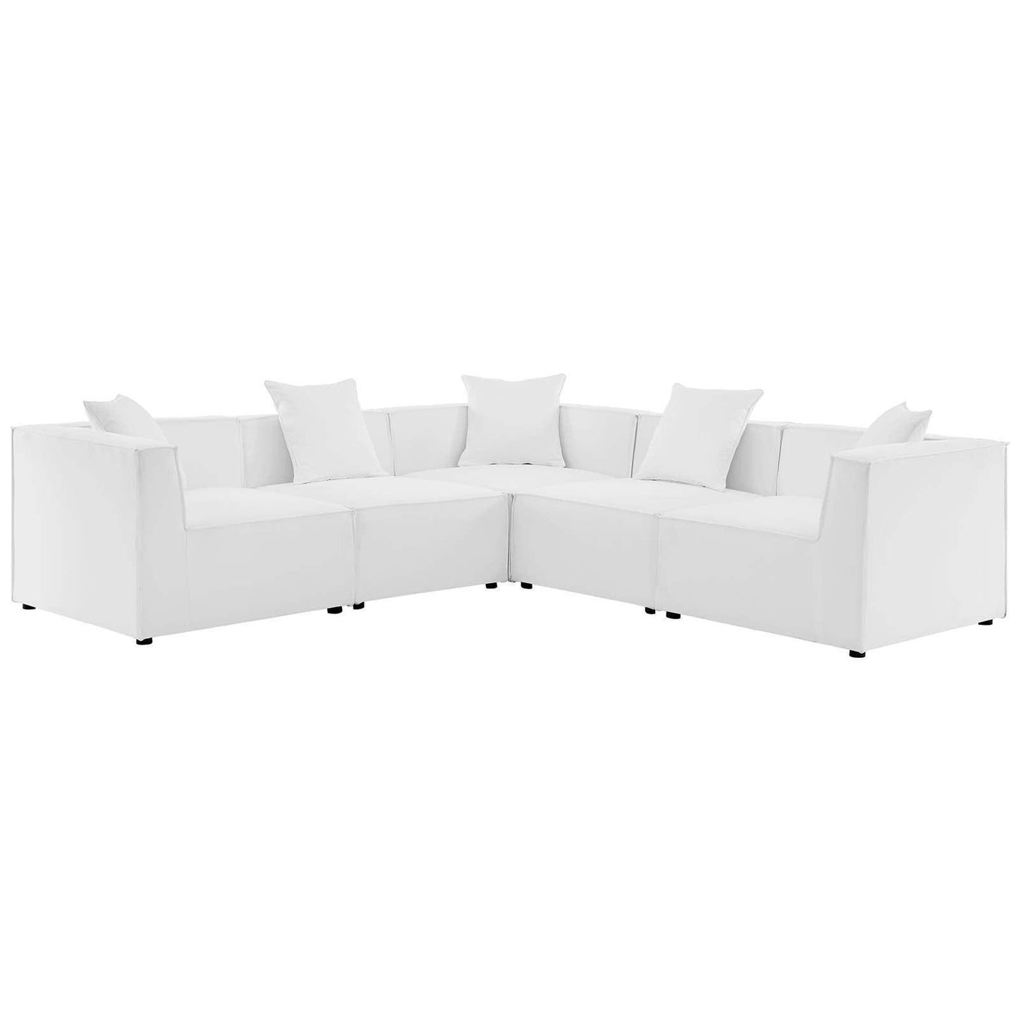 Saybrook Outdoor Patio Upholstered 5-Piece Sectional Sofa, EEI-4384 FredCo