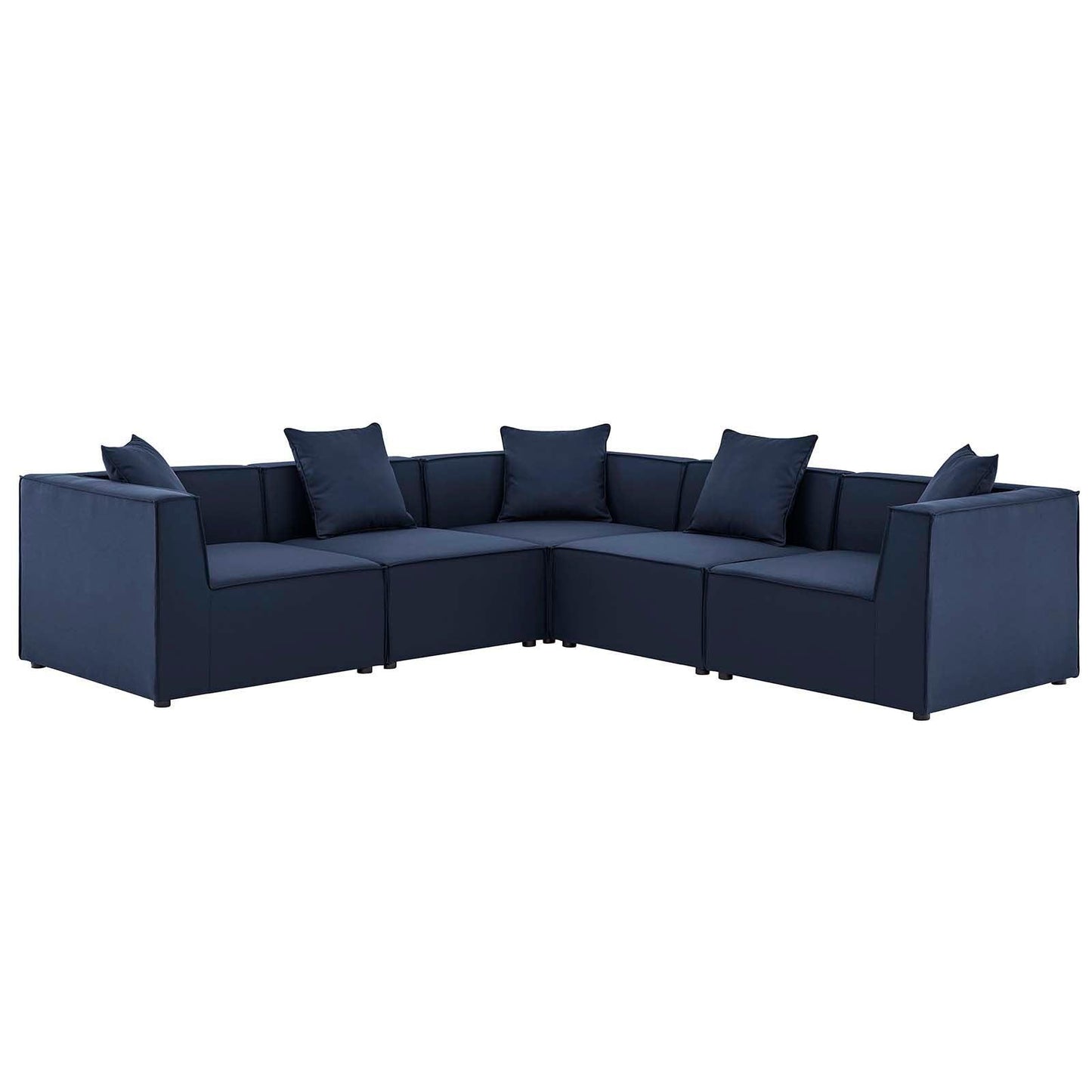 Saybrook Outdoor Patio Upholstered 5-Piece Sectional Sofa, EEI-4384 FredCo