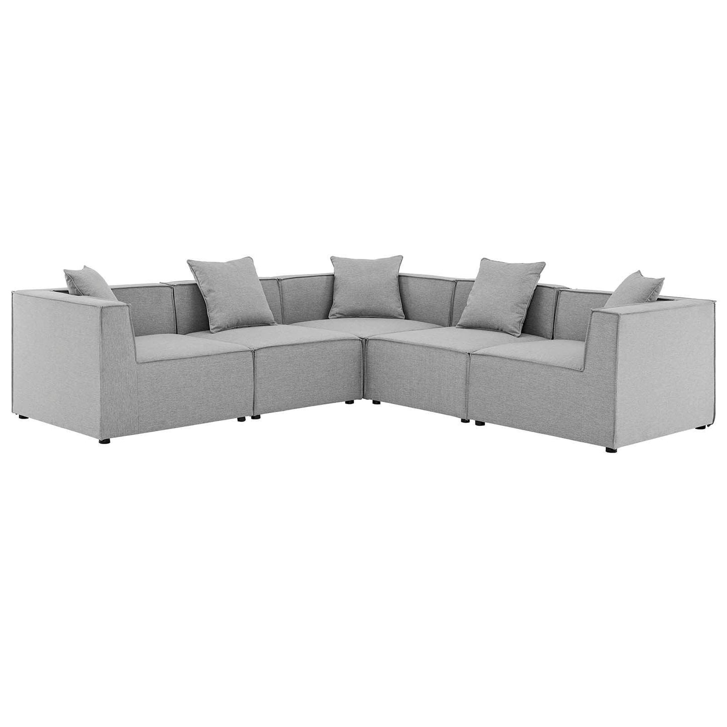 Saybrook Outdoor Patio Upholstered 5-Piece Sectional Sofa, EEI-4384 FredCo