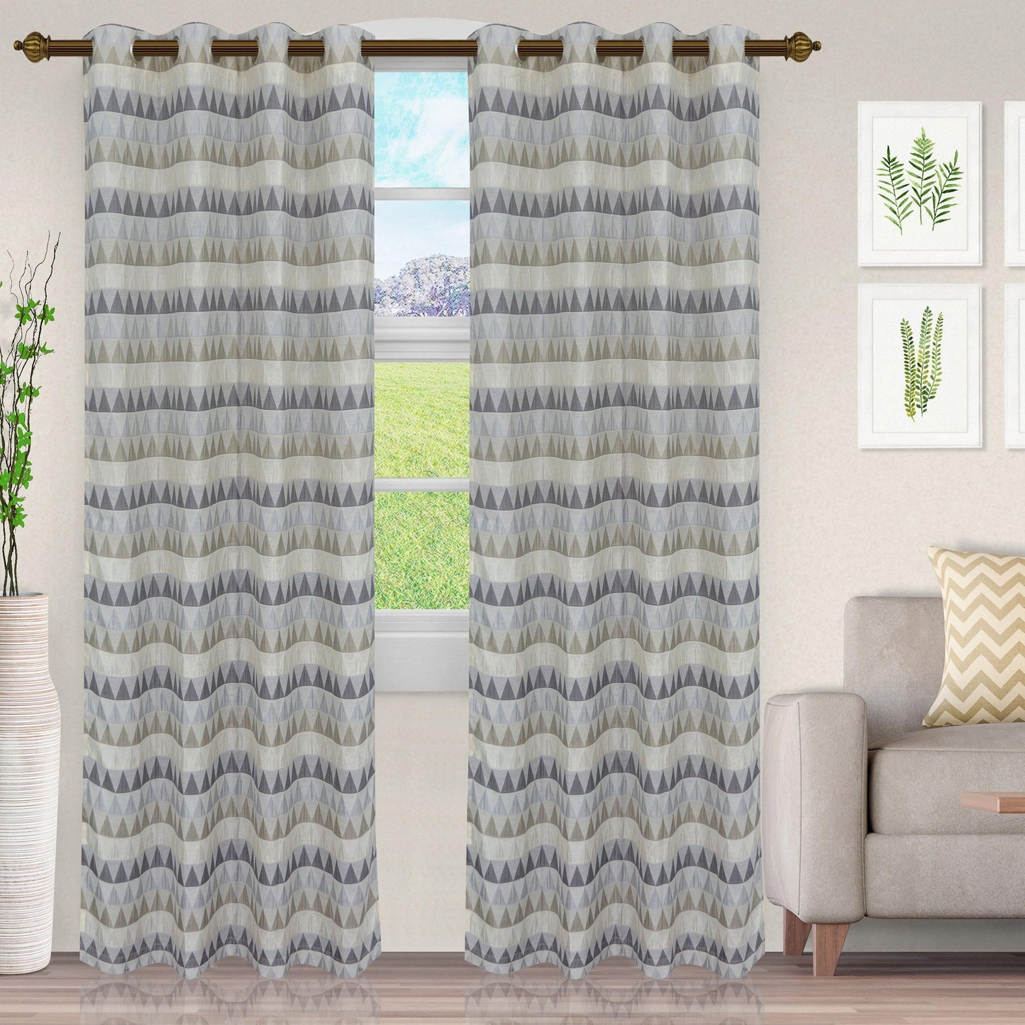 Scalene Opaque Light Filtering Shimmer Sand Dune Jacquard Curtain Set FredCo