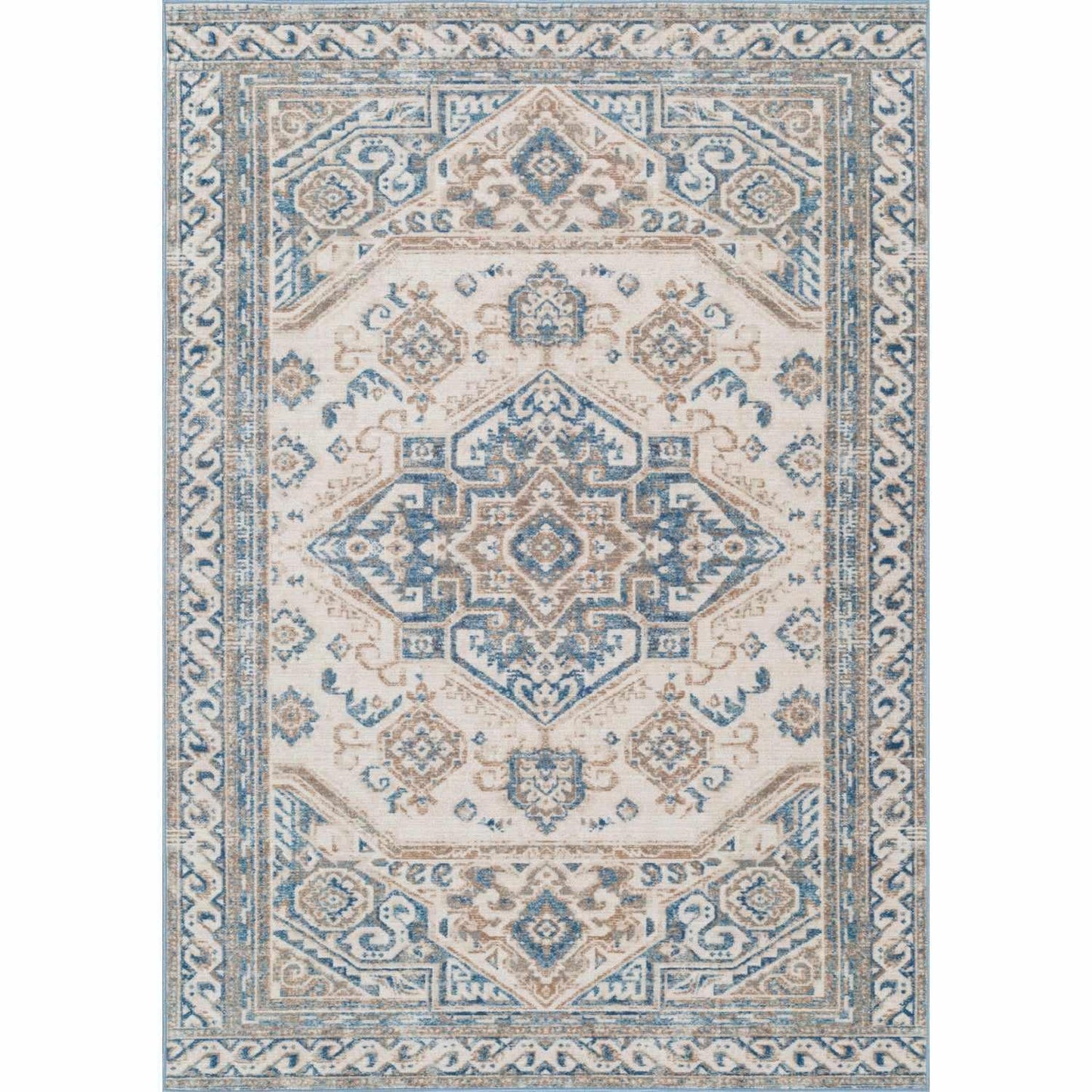 Semira Transitional Damask Medallion Indoor Area Rug FredCo