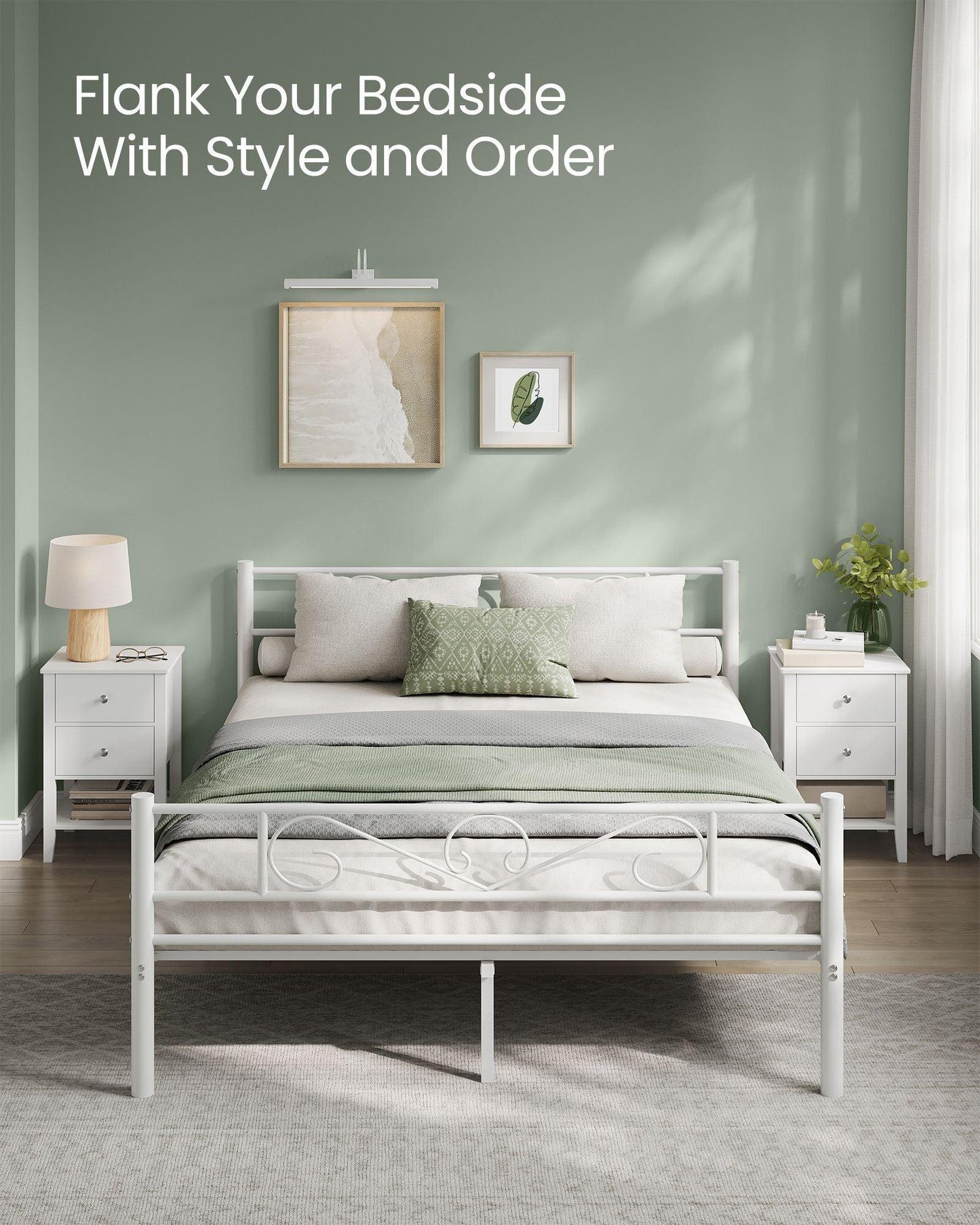 Set of 2 Bamboo Nightstands Cloud White FredCo