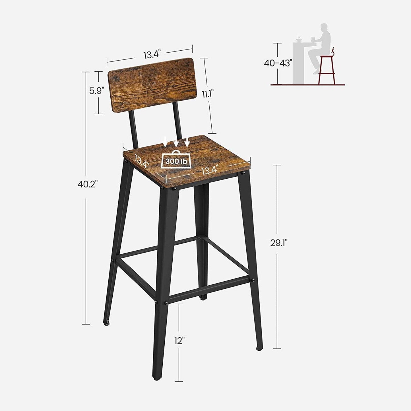 Set of 2 Bar Stools FredCo