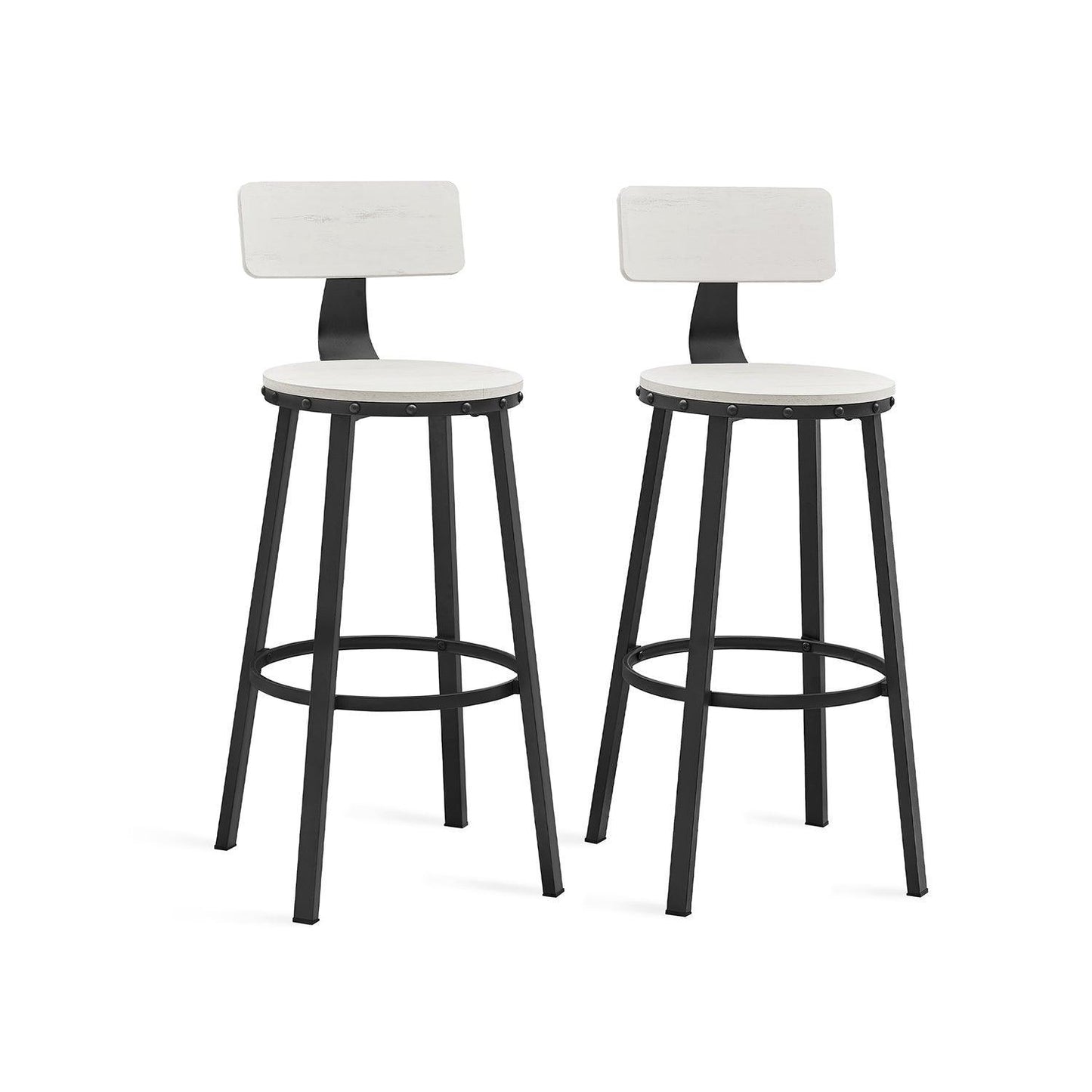 Set of 2 Bar Stools White and Black FredCo