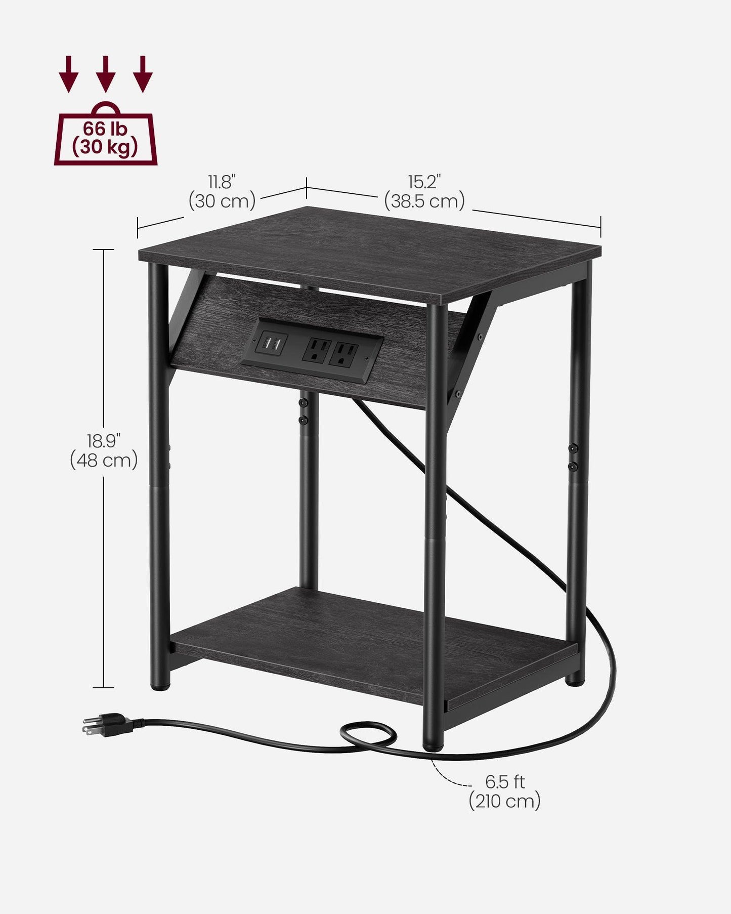 Set of 2 End Table Gray and Black FredCo