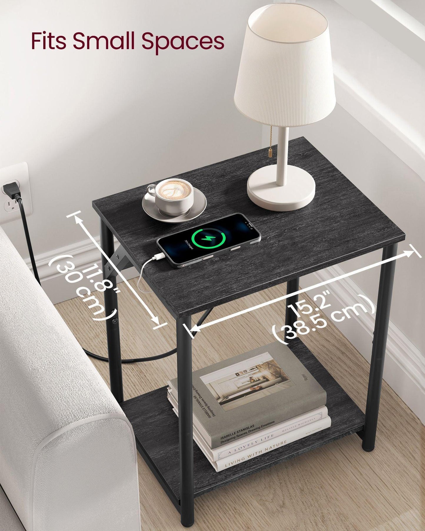 Set of 2 End Table Gray and Black FredCo