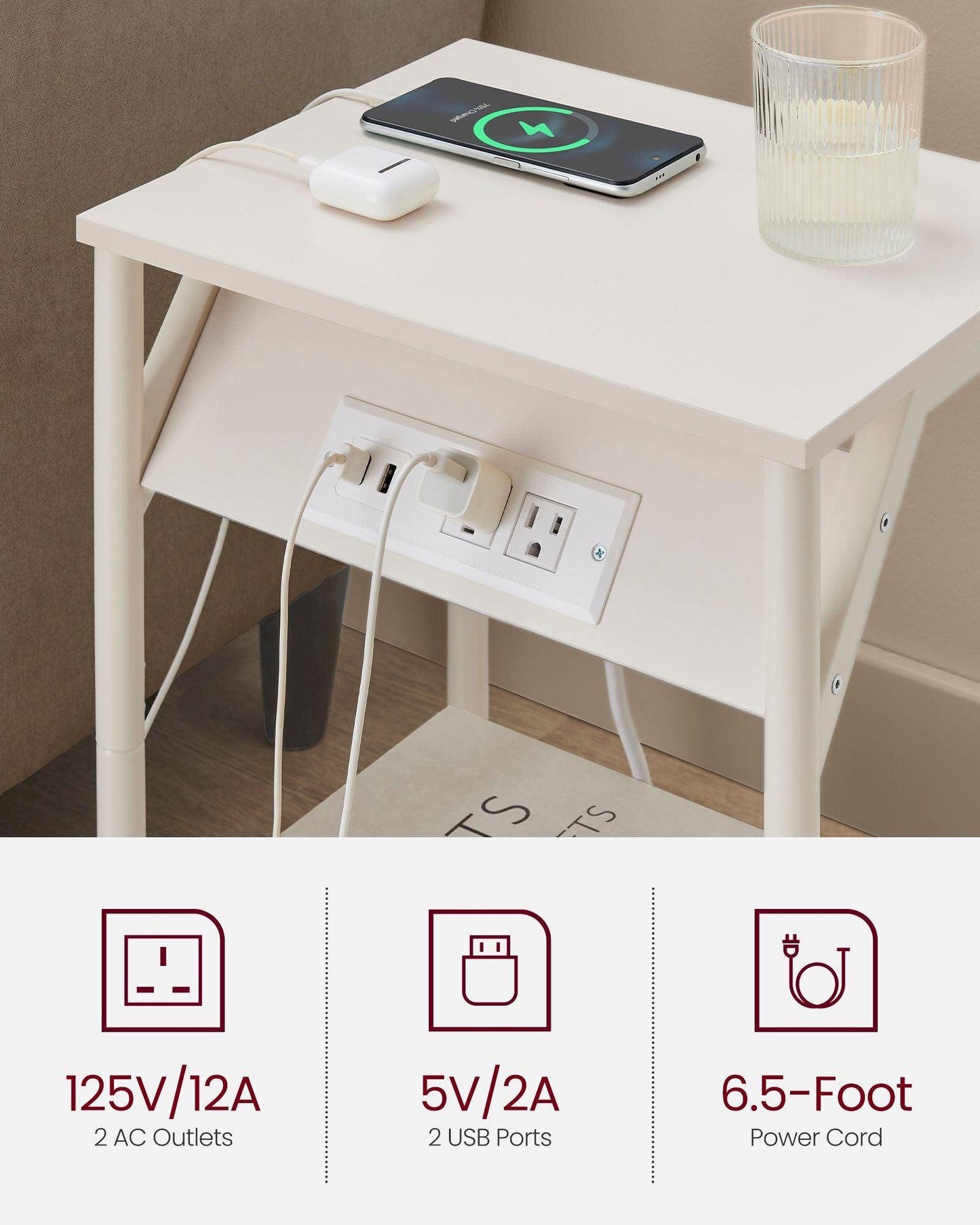 Set of 2 End Table White FredCo