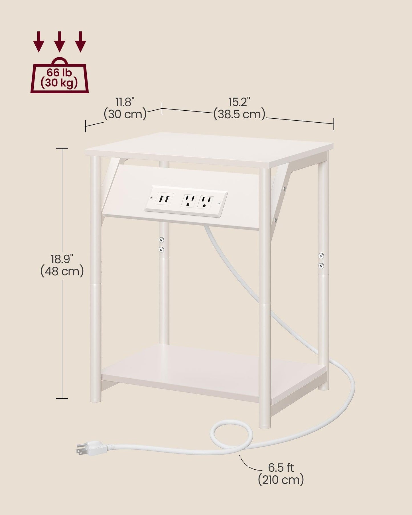 Set of 2 End Table White FredCo