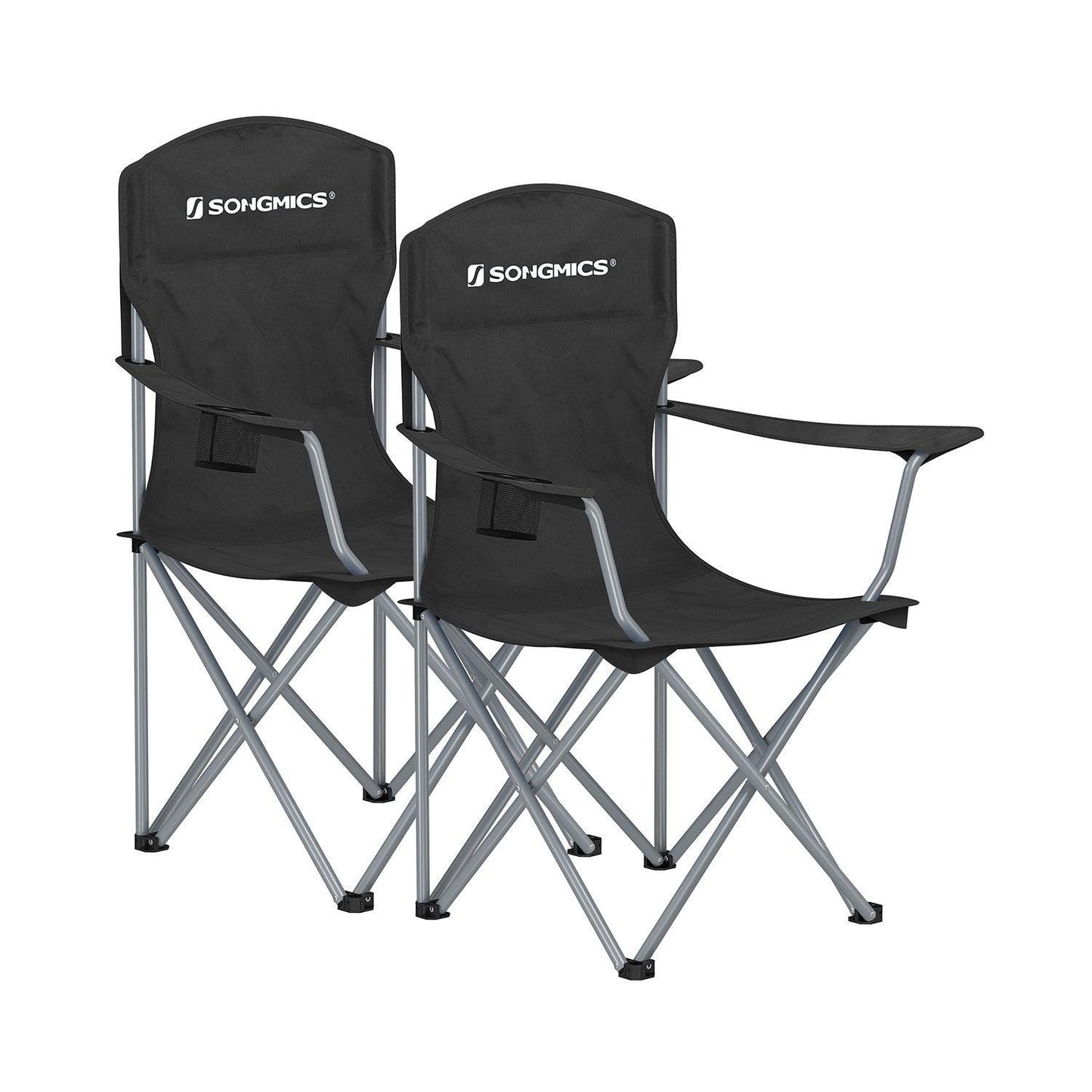 Set of 2 Folding Camping Chairs Max. Capacity 330 lb Ink Black FredCo