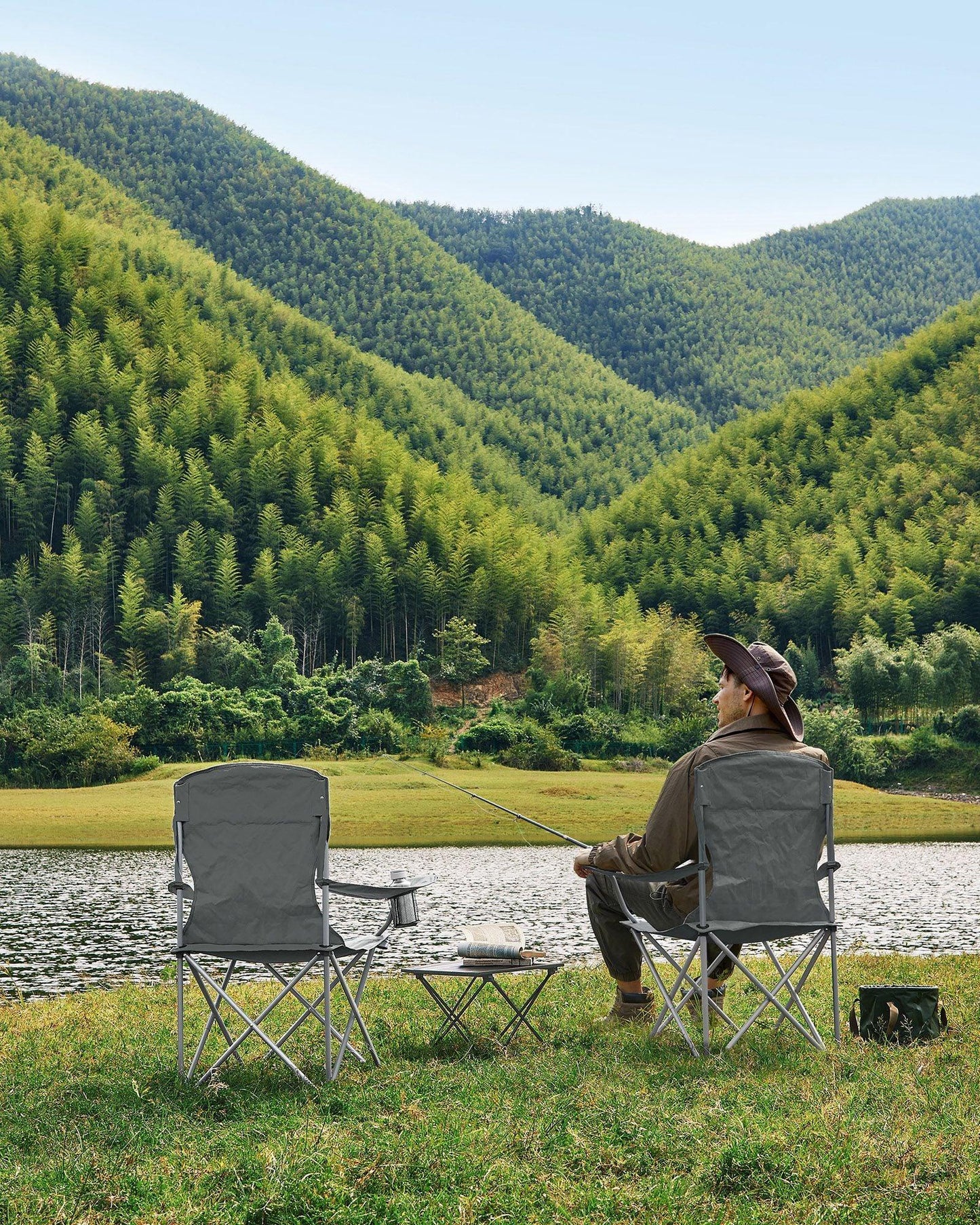 Set of 2 Folding Camping Chairs Max. Capacity 330 lb Slate Gray FredCo
