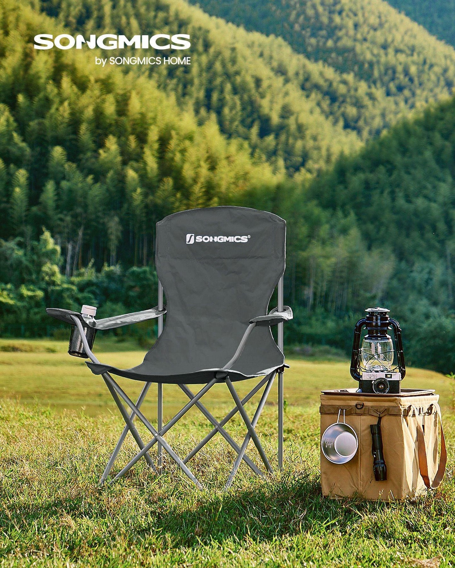 Set of 2 Folding Camping Chairs Max. Capacity 330 lb Slate Gray FredCo