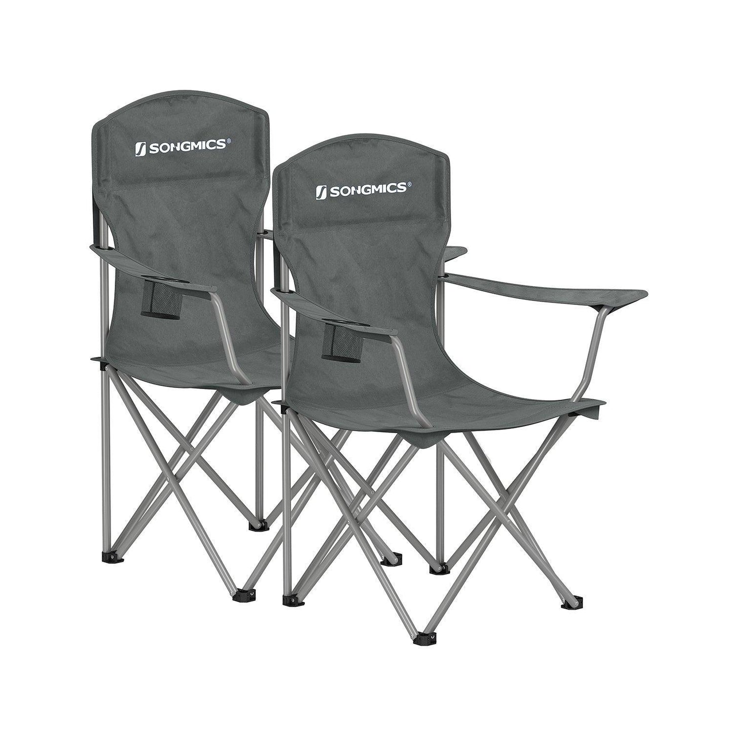 Set of 2 Folding Camping Chairs Max. Capacity 330 lb Slate Gray FredCo