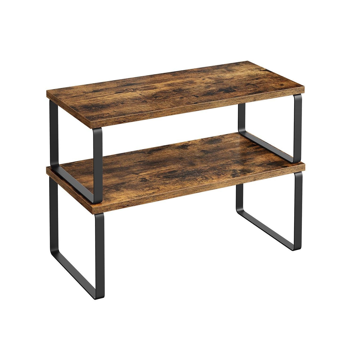 Set of 2 Kitchen Counter Shelves Ink Black and Rustic Brown FredCo