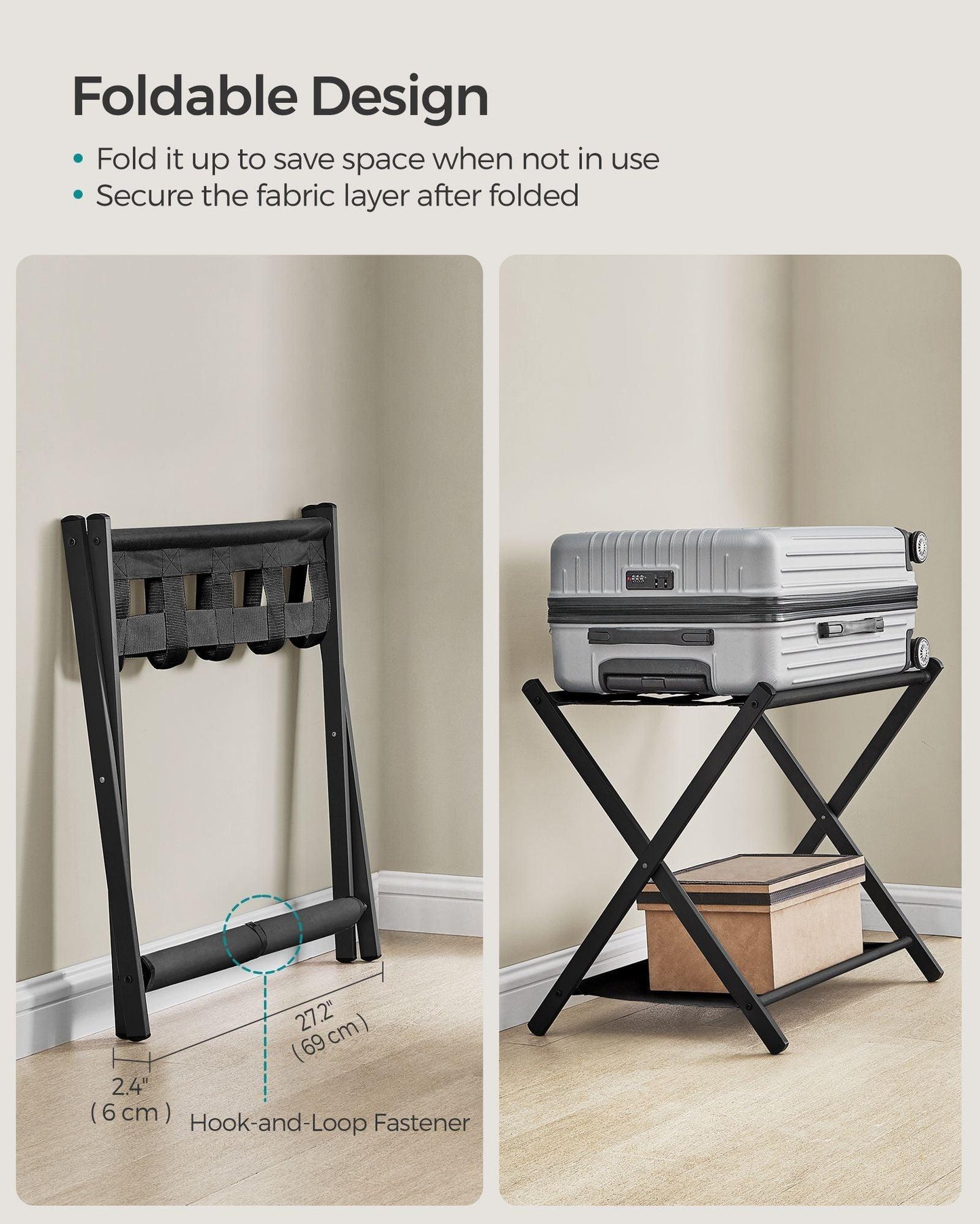 Set of 2 Luggage Racks Black FredCo