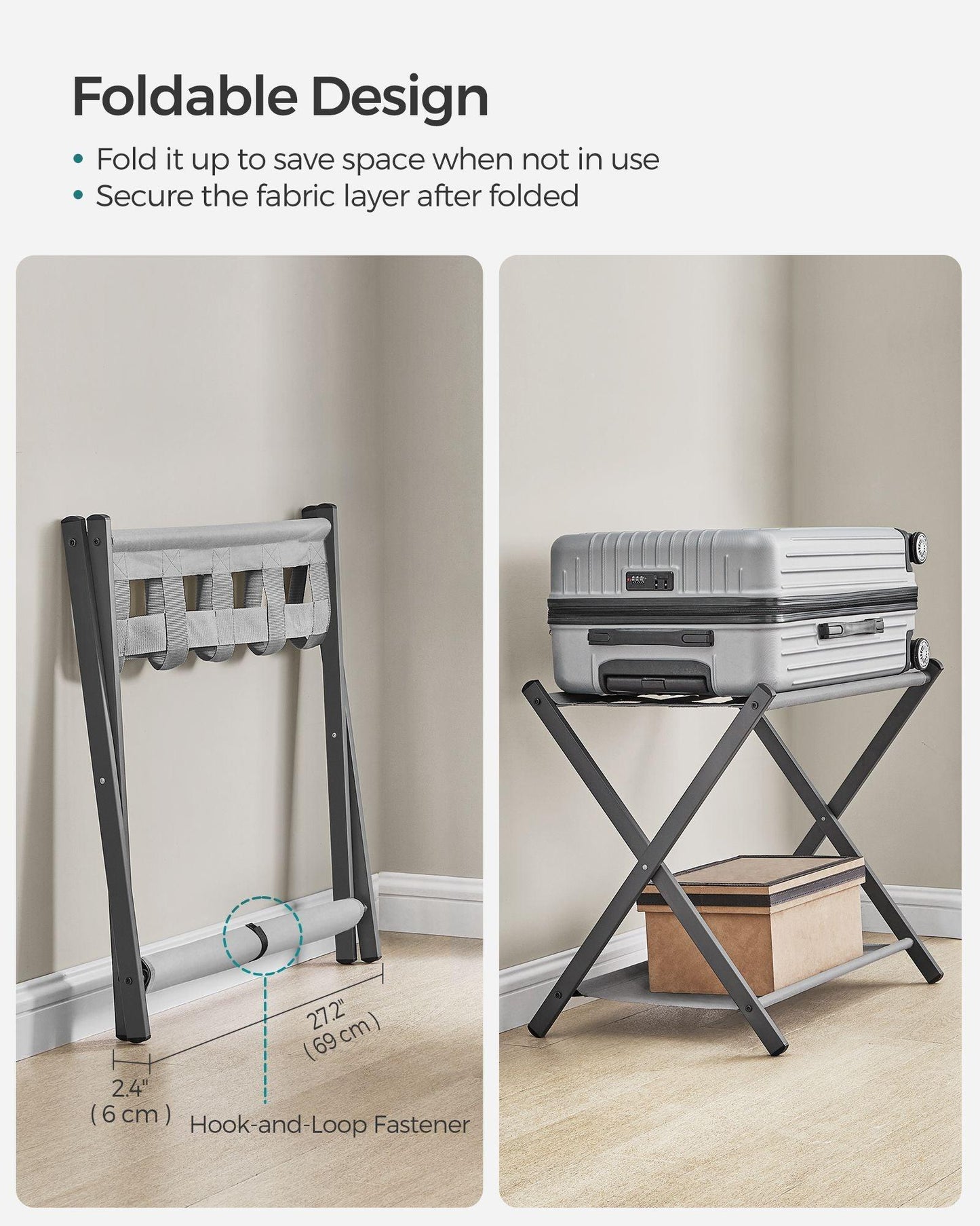 Set of 2 Luggage Racks Dove Gray FredCo