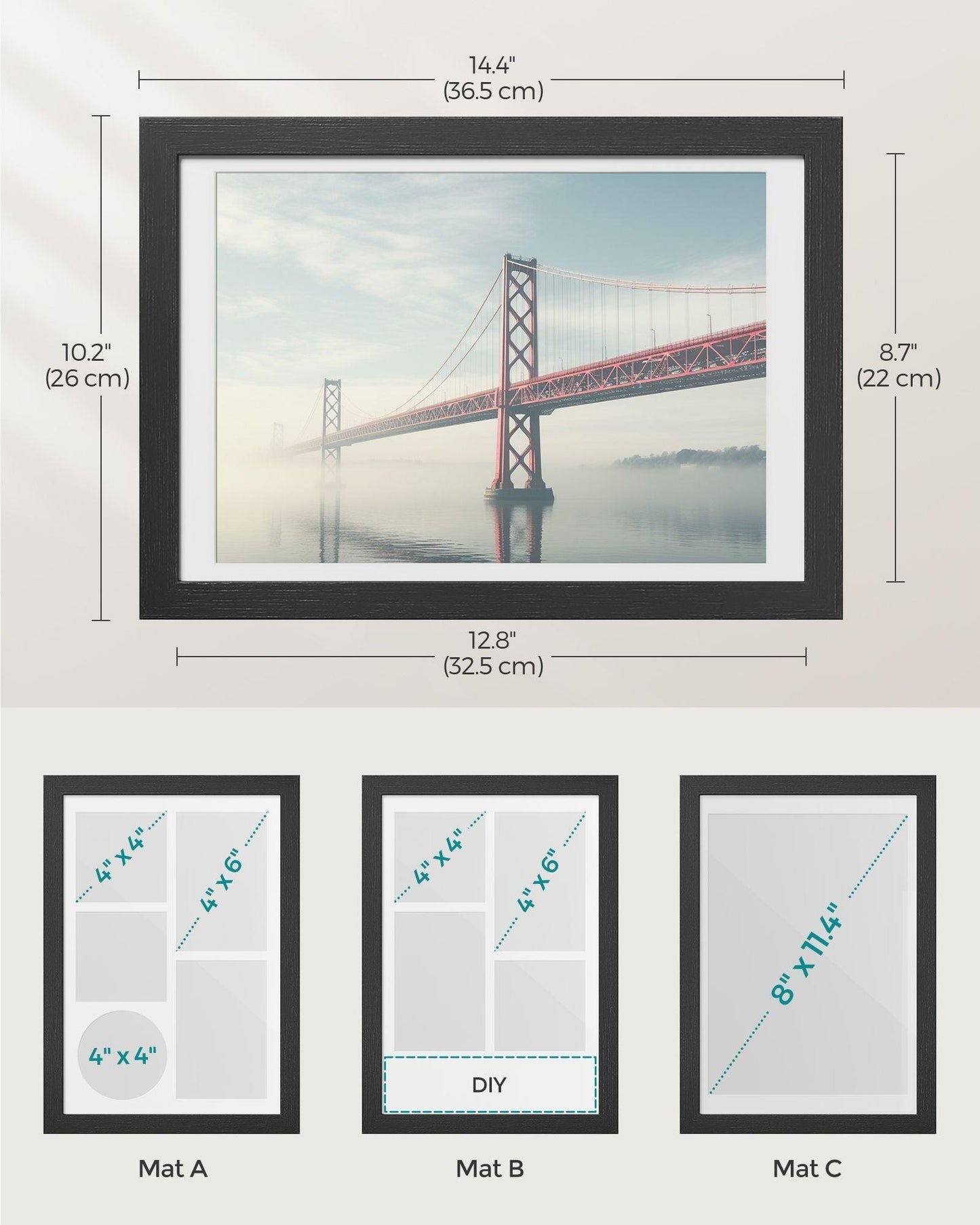 Set of 2 Picture Frame A4 Black FredCo