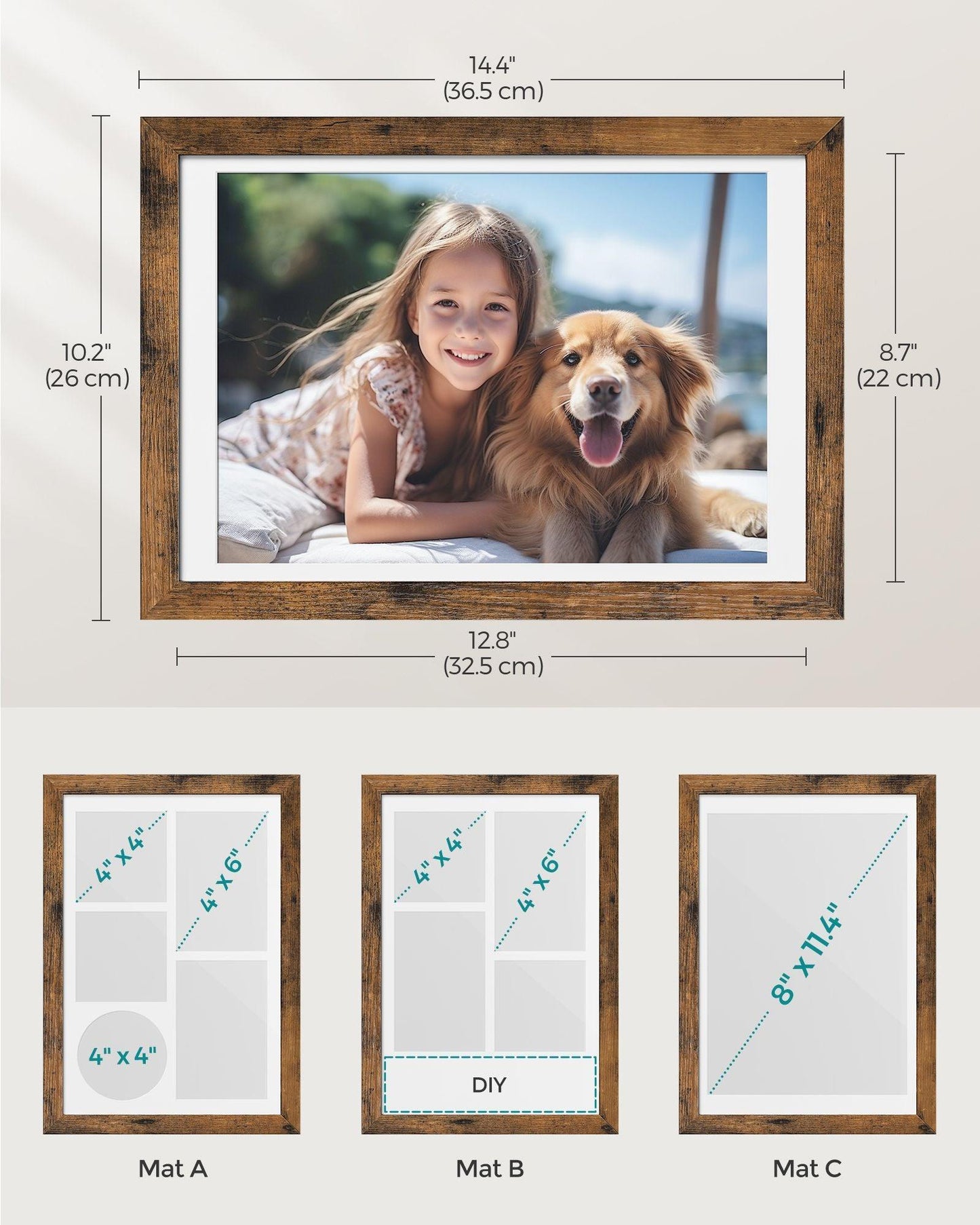 Set of 2 Picture Frame A4 Brown FredCo