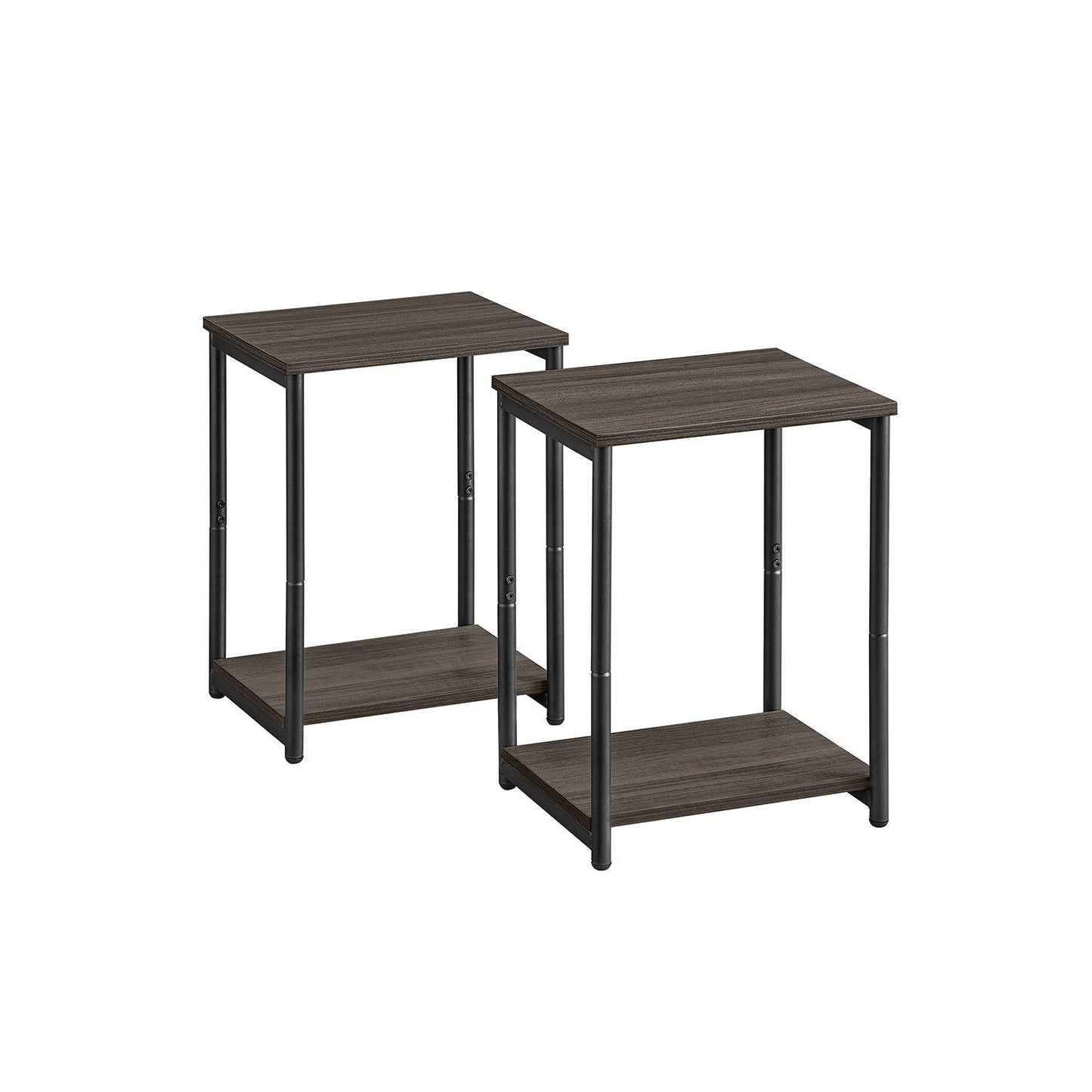 Set of 2 Side Tables Chestnut Brown and Classic Black FredCo