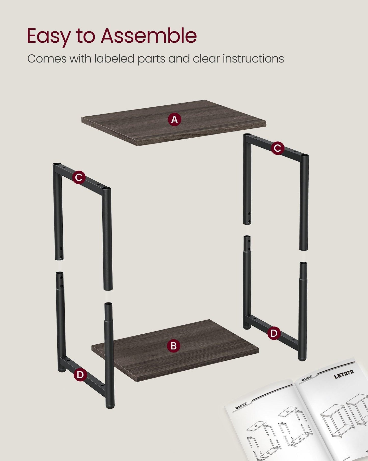 Set of 2 Side Tables Chestnut Brown and Classic Black FredCo