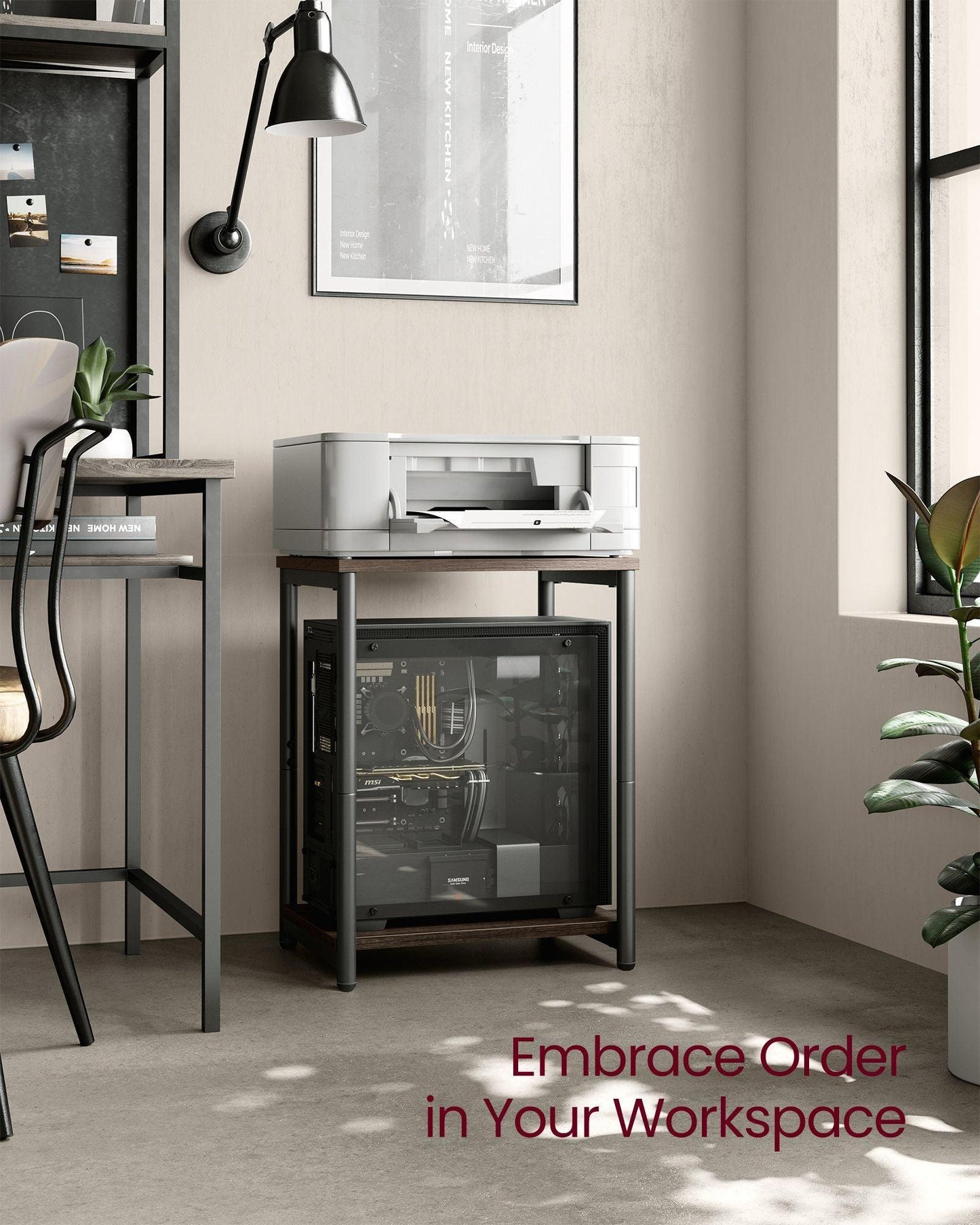 Set of 2 Side Tables Chestnut Brown and Classic Black FredCo