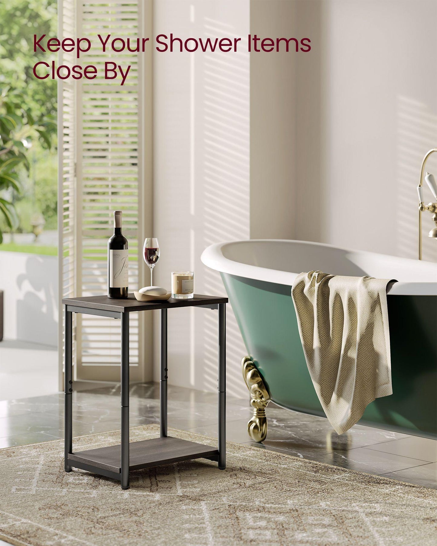 Set of 2 Side Tables Chestnut Brown and Classic Black FredCo