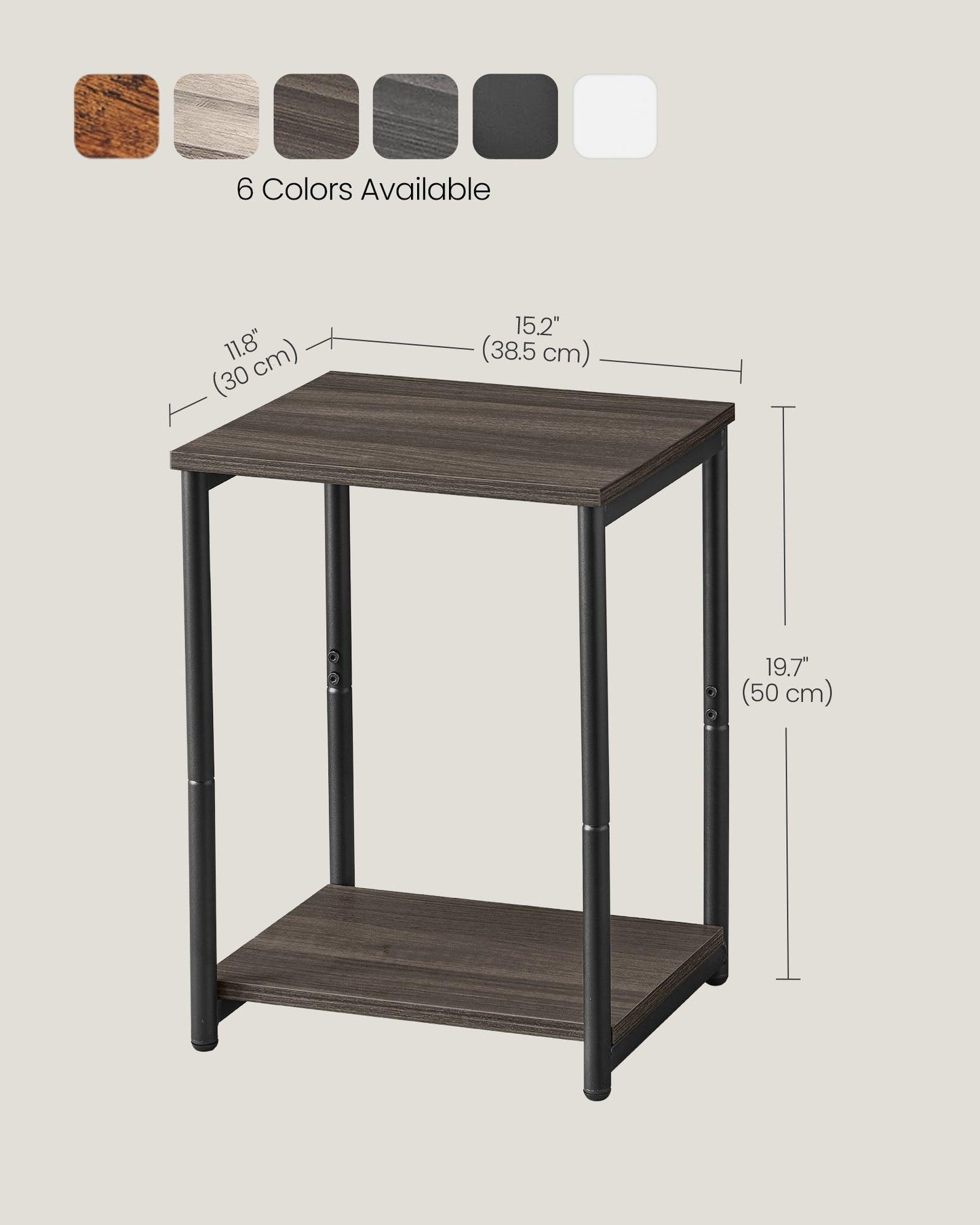 Set of 2 Side Tables Chestnut Brown and Classic Black FredCo