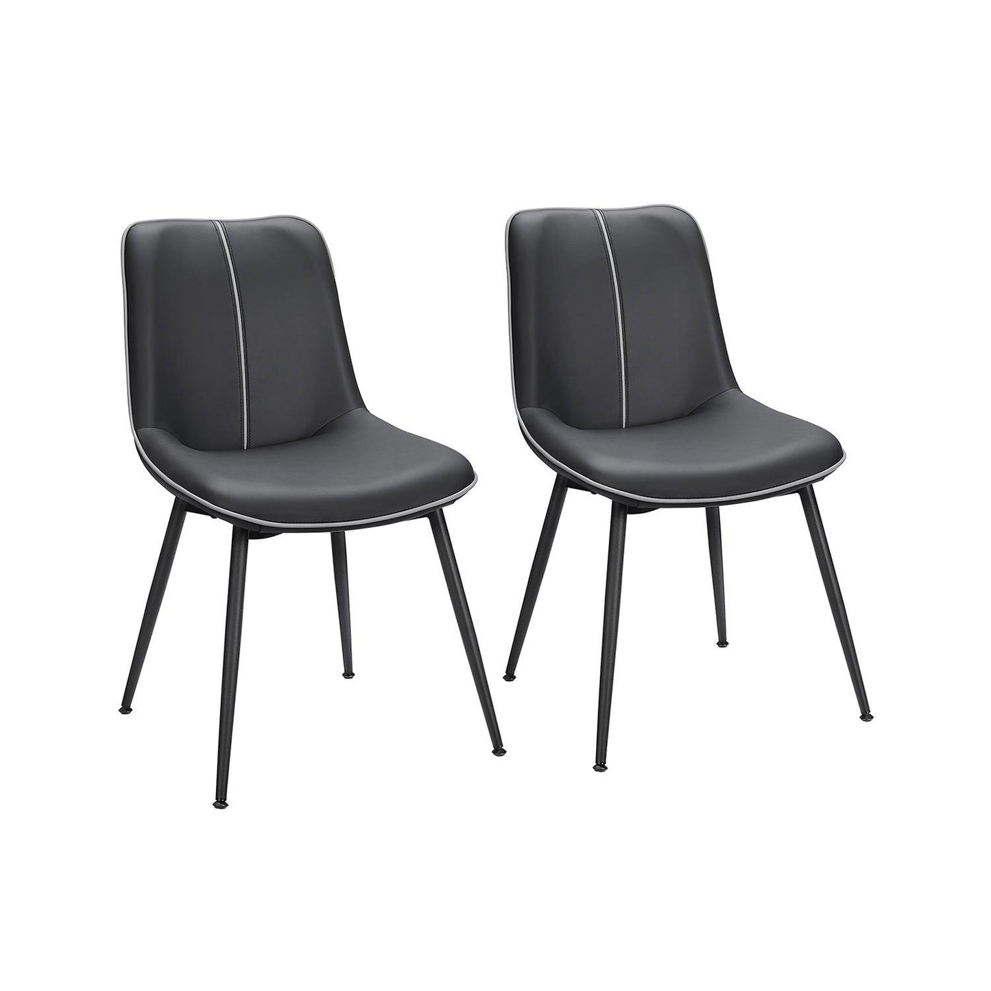 Set of 2 Upholstered Leather Dining Chairs Ink Black FredCo