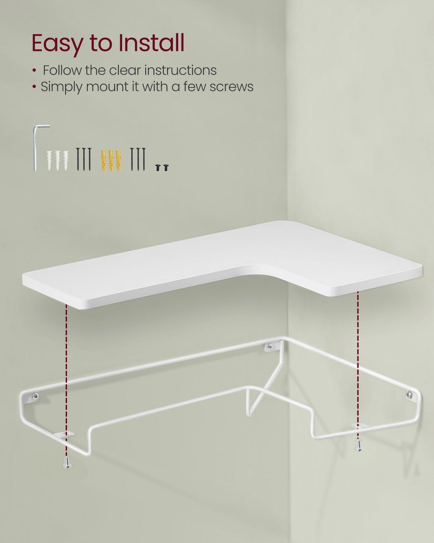 Set of 2 Wall-Mounted Corner Shelves Cloud White FredCo
