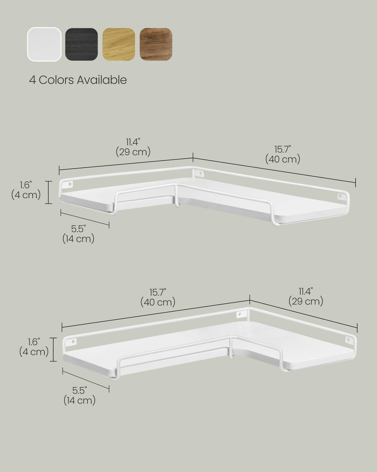 Set of 2 Wall-Mounted Corner Shelves Cloud White FredCo