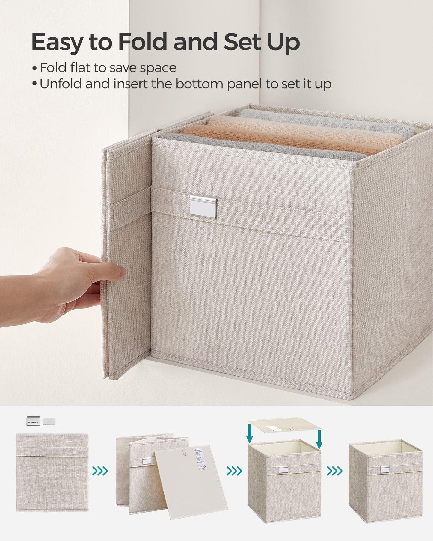 Set of 4 Storage Cubes with Double Handles Cloud White S FredCo