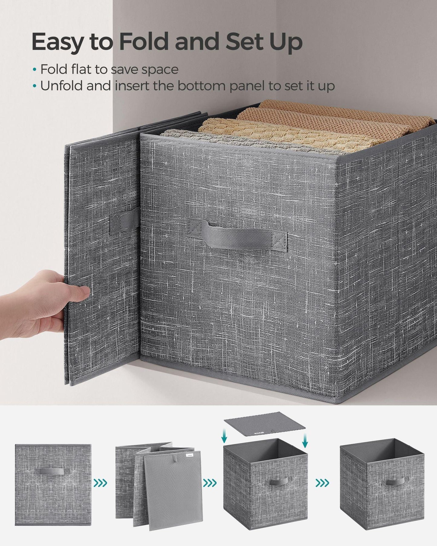 Set of 8 Foldable Storage Cubes Cattail Gray FredCo