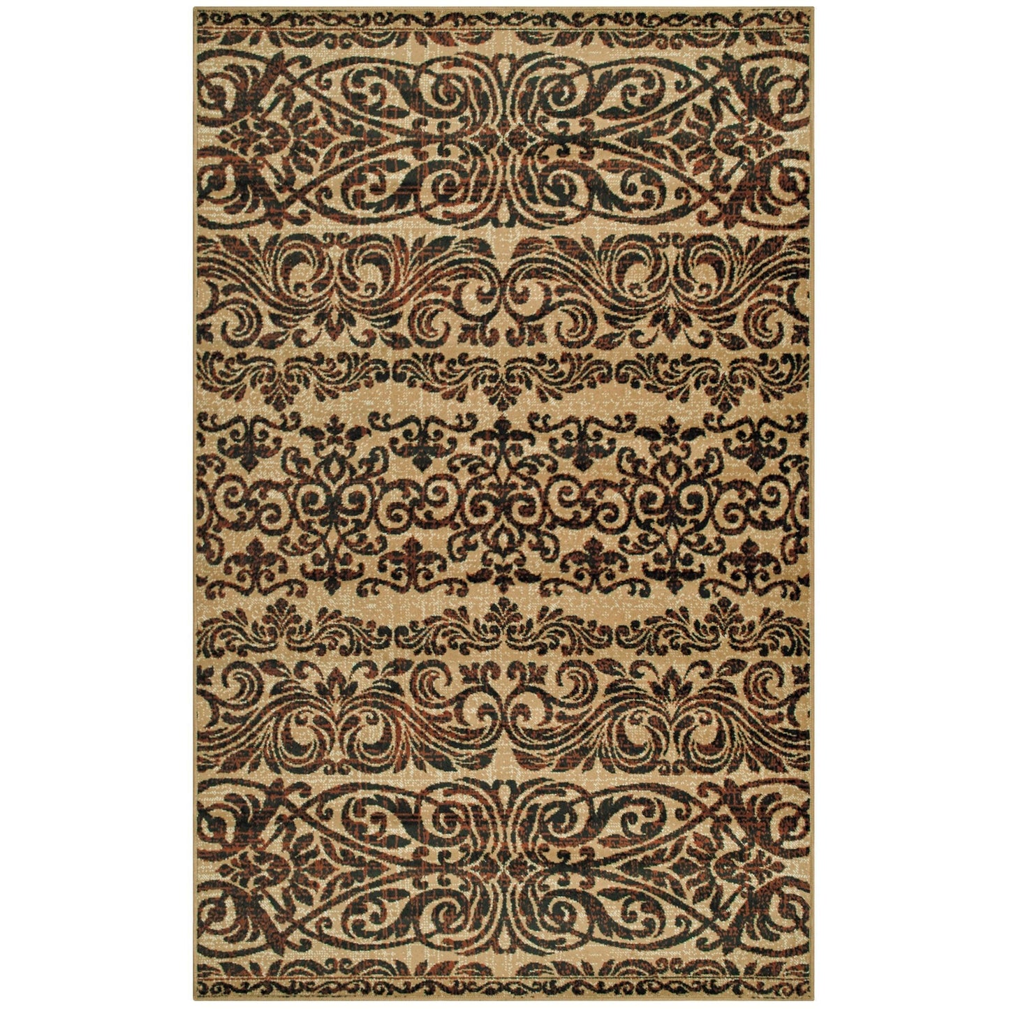 Sheffield Transitional Ornamental Scrolls Floral Rug FredCo