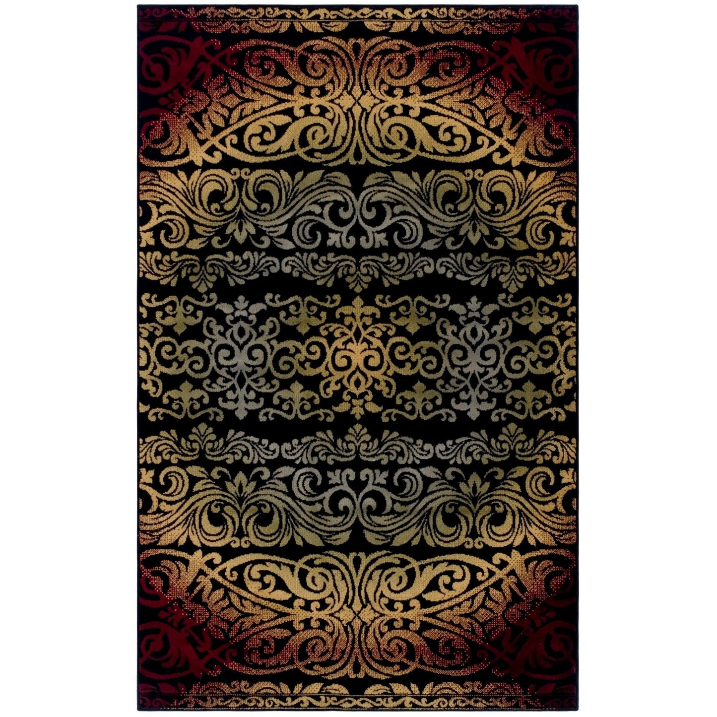 Sheffield Transitional Ornamental Scrolls Floral Rug FredCo