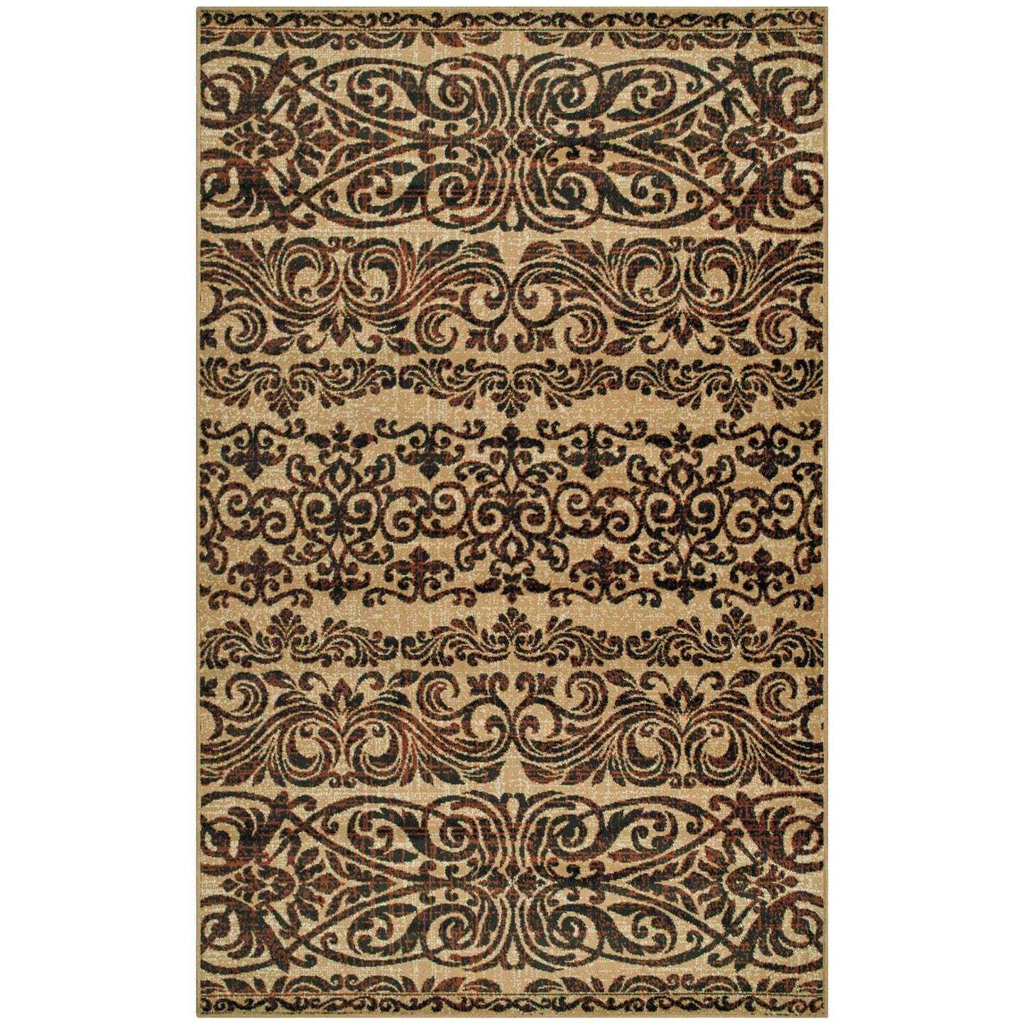 Sheffield Transitional Ornamental Scrolls Floral Rug FredCo