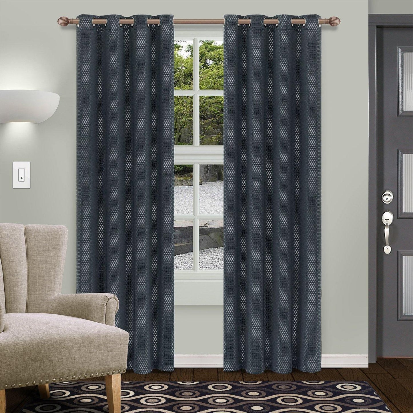 Shimmer Room Darkening Noise Reducing Thermal Blackout Curtain Set FredCo