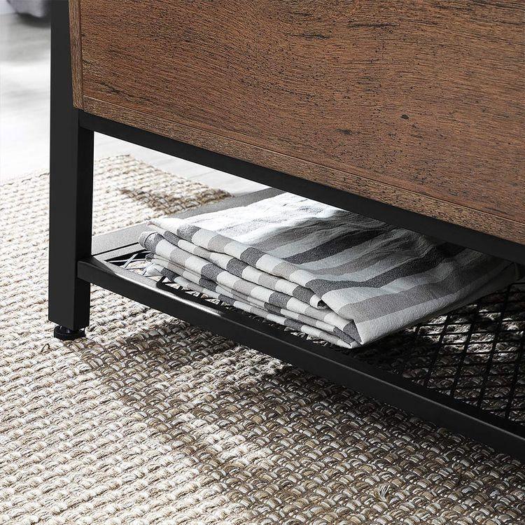 Shoe Bench with Padded Seat and Metal Shelf FredCo