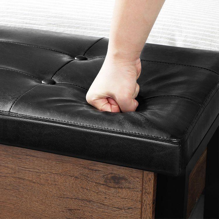 Shoe Bench with Padded Seat and Metal Shelf FredCo