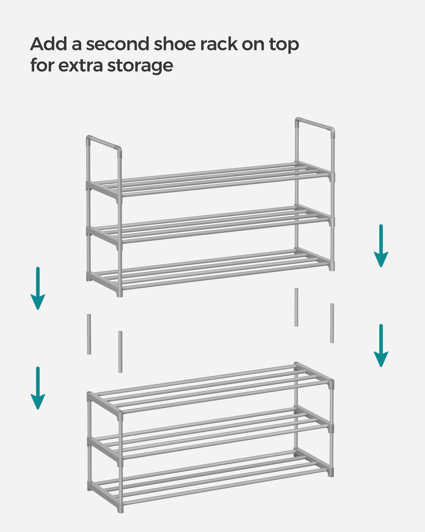 Shoe Rack, 3 Tier Shoe Organizer, Metal Shoe Storage Shelf for 15 Pairs of Shoes FredCo