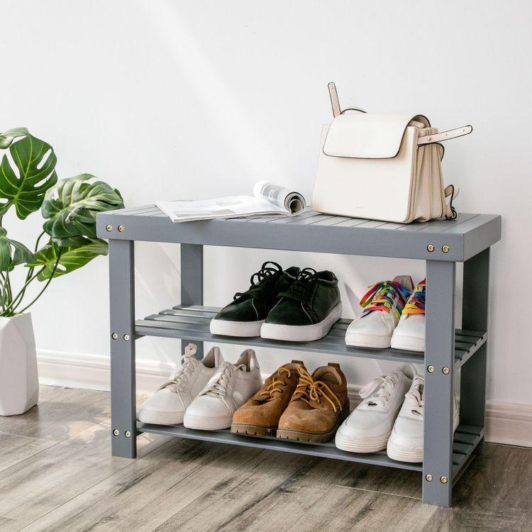 Shoe Rack Bench Grey FredCo