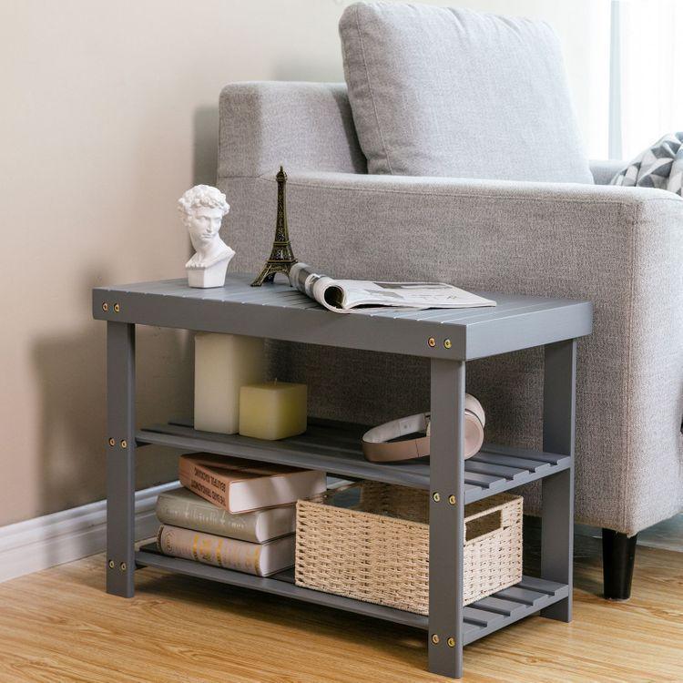 Shoe Rack Bench Grey FredCo