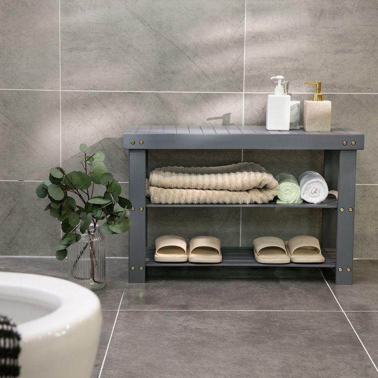 Shoe Rack Bench Grey FredCo