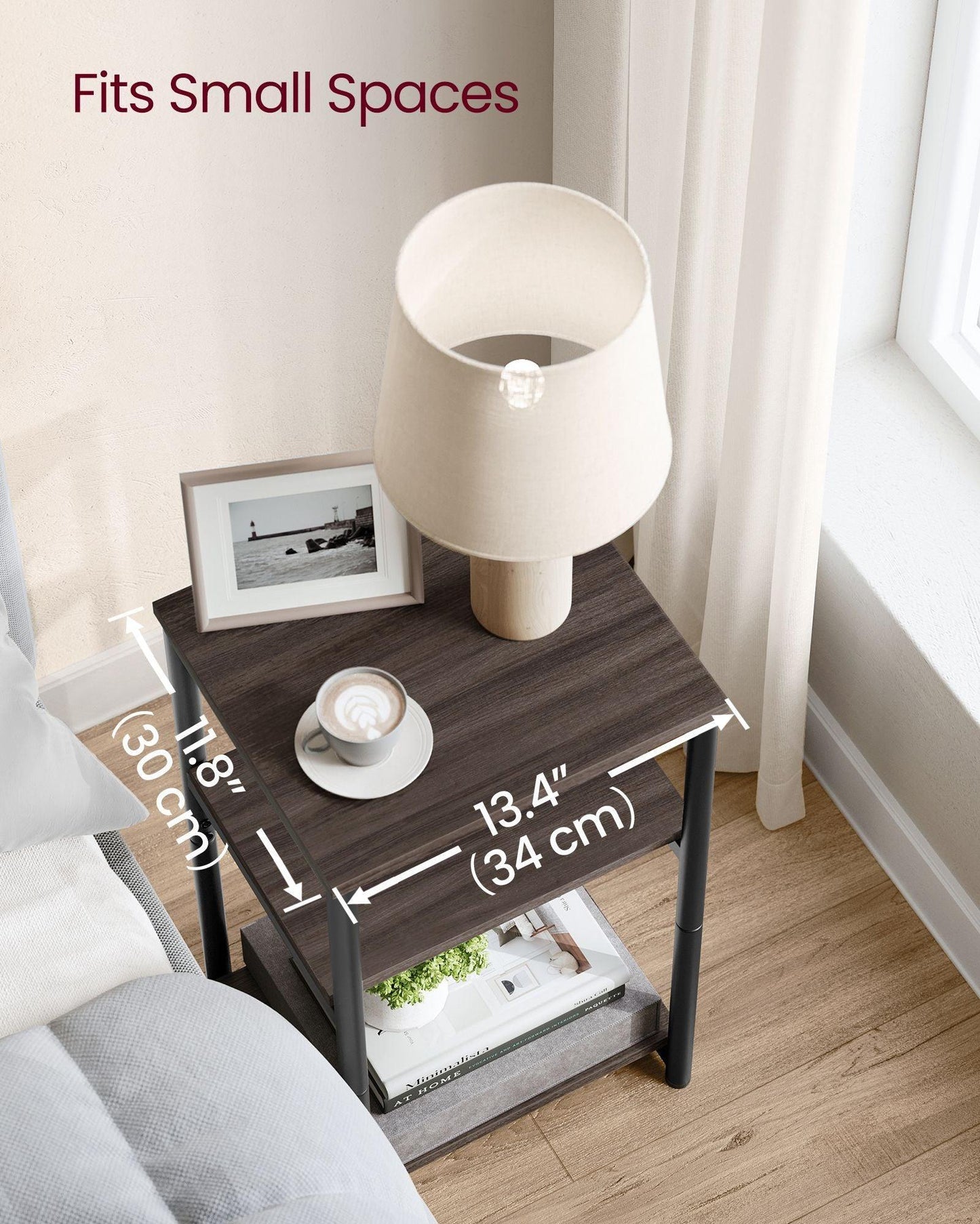 Side Table Chestnut Brown and Classic Black FredCo