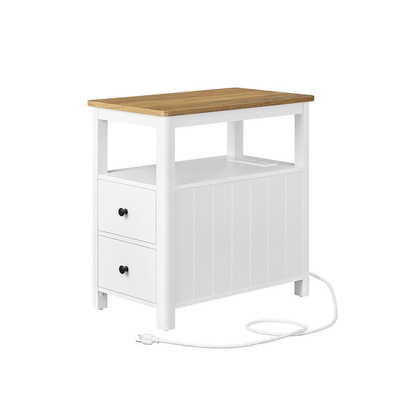 Side Table with Charging Station and 2 Drawers FredCo