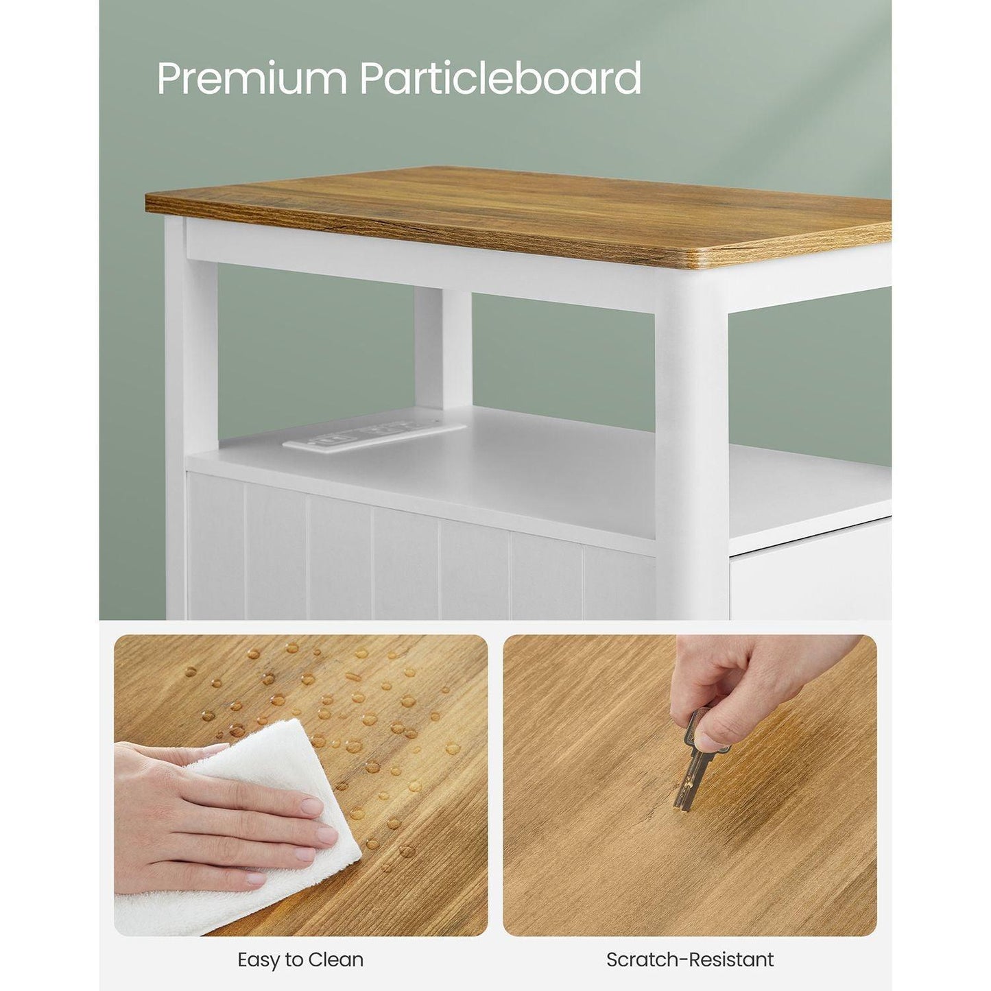 Side Table with Charging Station and 2 Drawers FredCo