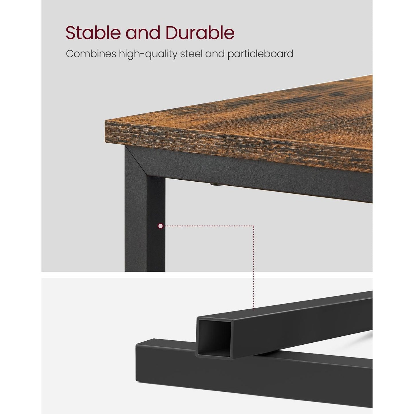 Side Table with Charging Station Rustic Brown and Black FredCo